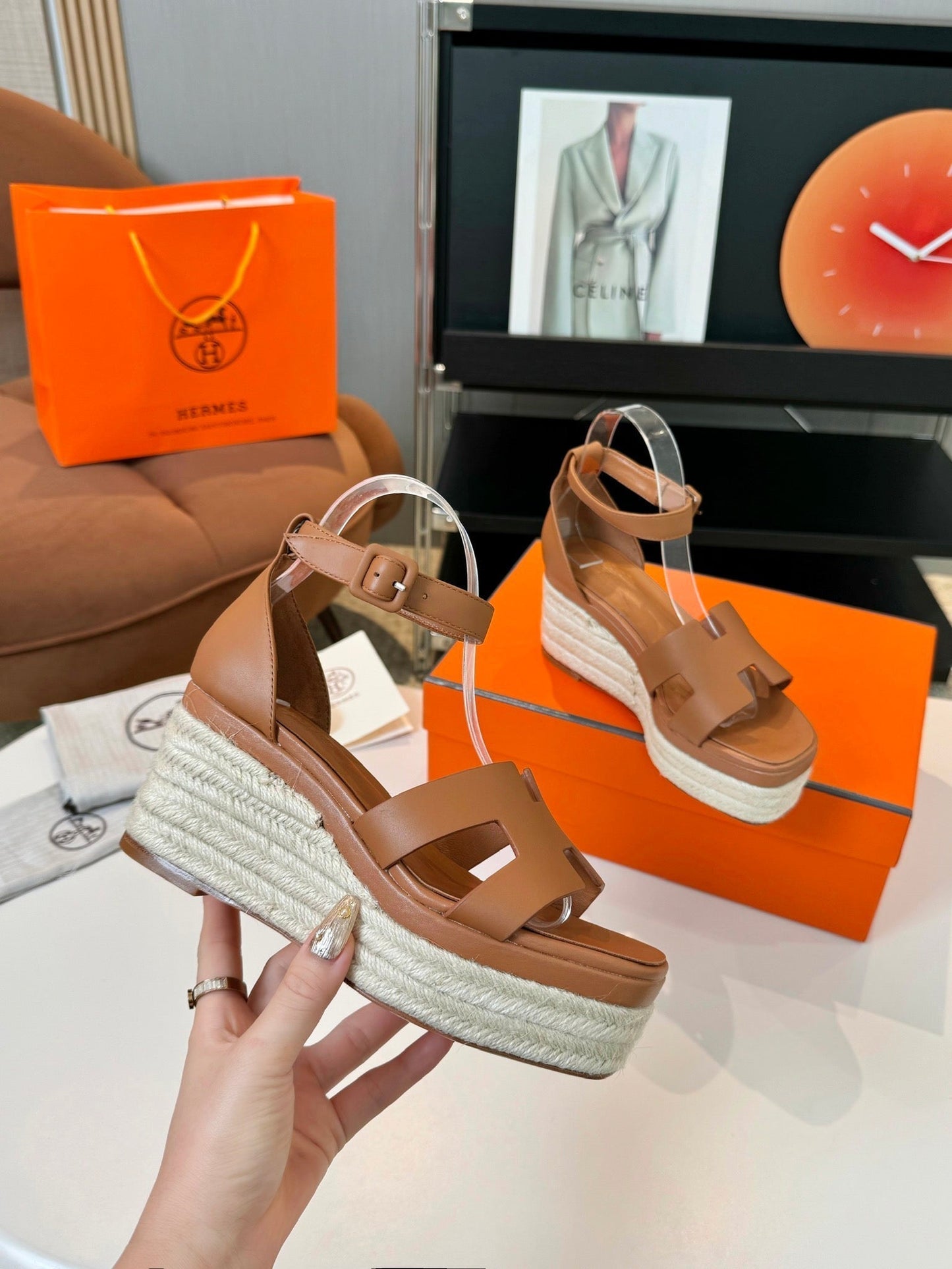 Elda espadrille 80 Tan Calfskin - 35