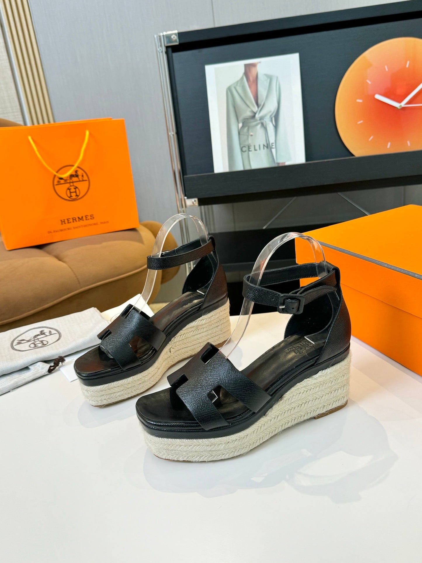 Elda espadrille 80 Black Epsom Calfskin - 35