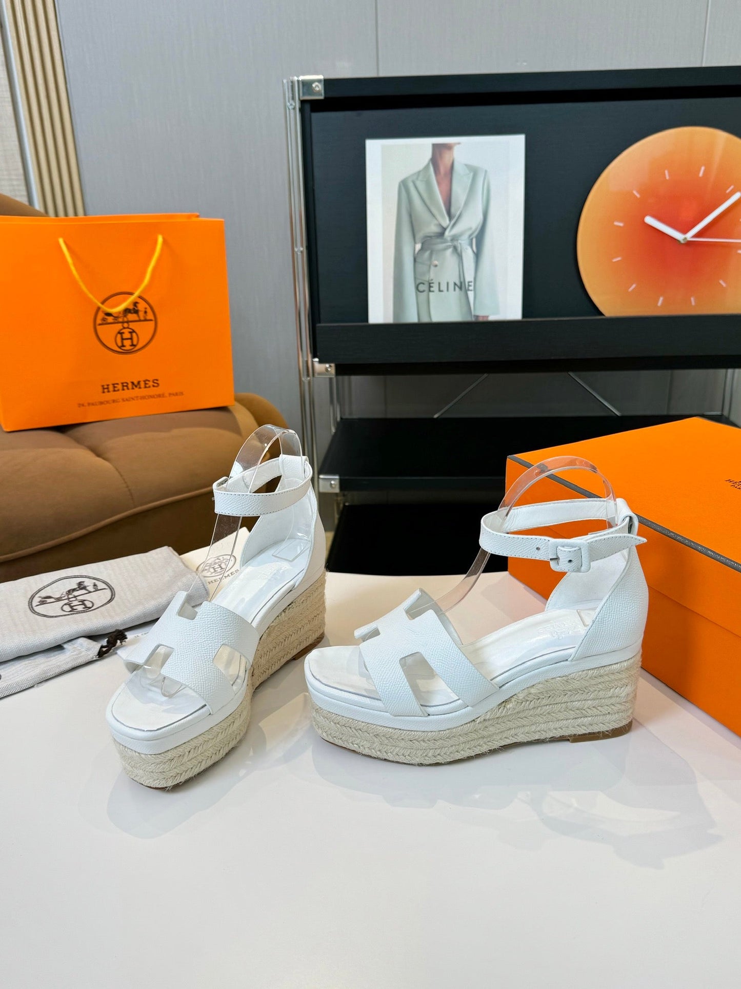 Elda espadrille 80 White Epsom Calfskin - 35
