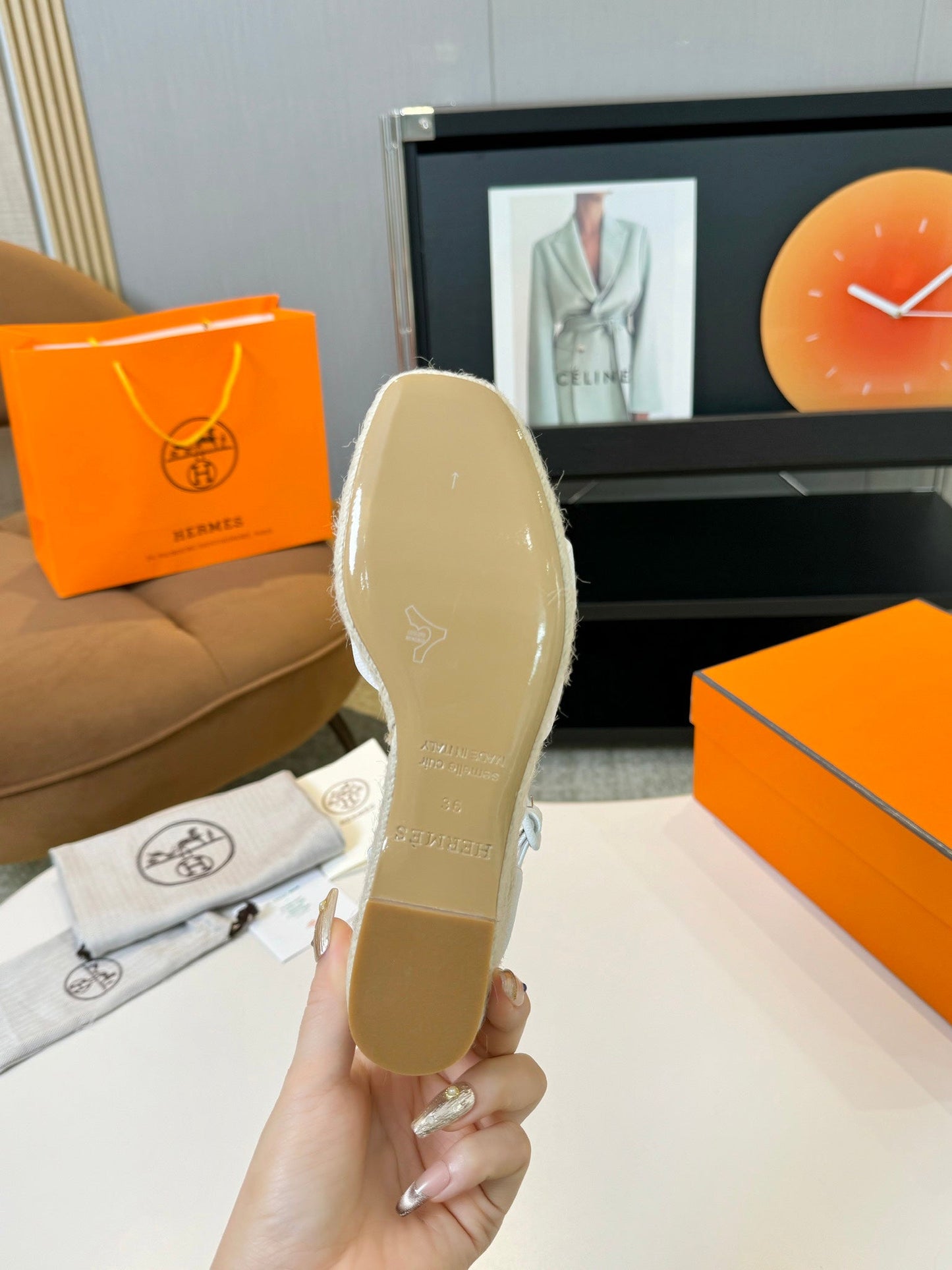 Elda espadrille 80 White Epsom Calfskin - 35