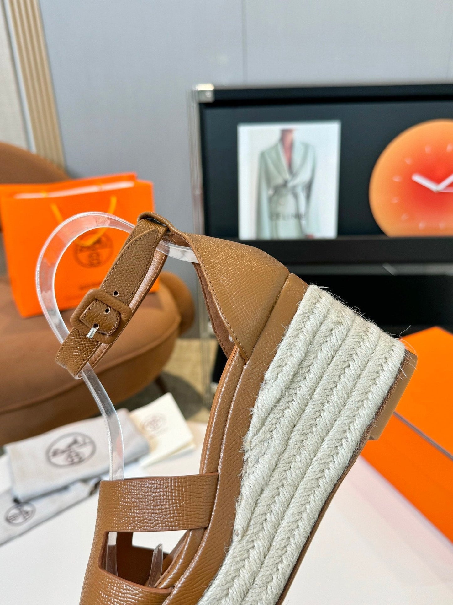 Elda espadrille 80 Light Brown Epsom Calfskin - 35