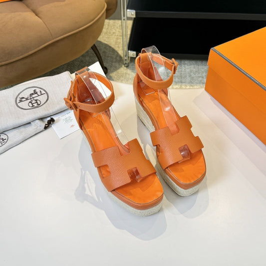 Elda espadrille 80 Orange Epsom Calfskin - 35