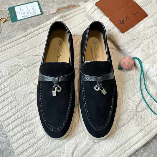 LP LOAFERS 25S IN BLACK SUEDE MIX LAMBSKIN - 35