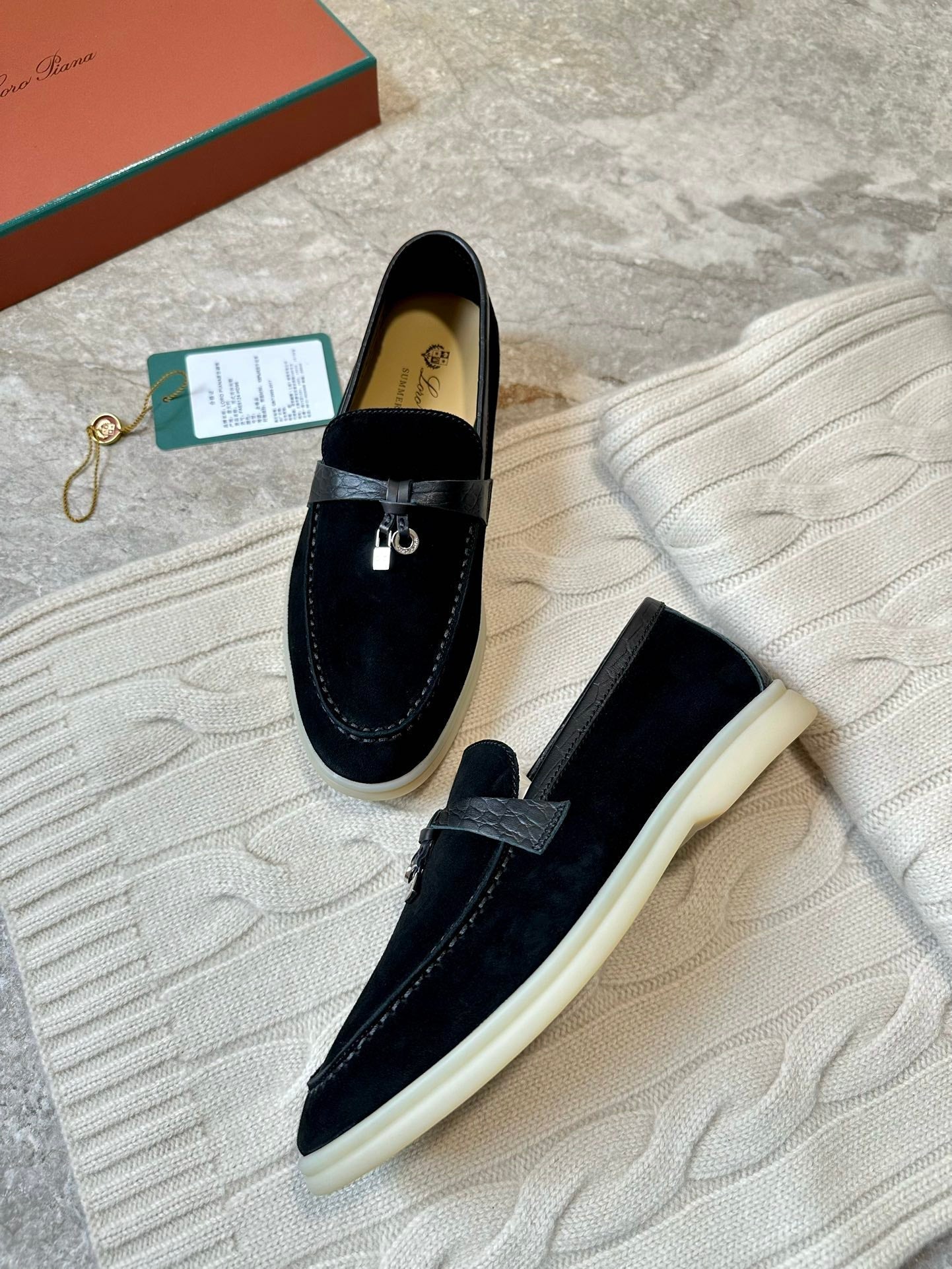 LP LOAFERS 25S IN BLACK SUEDE MIX LAMBSKIN - 35