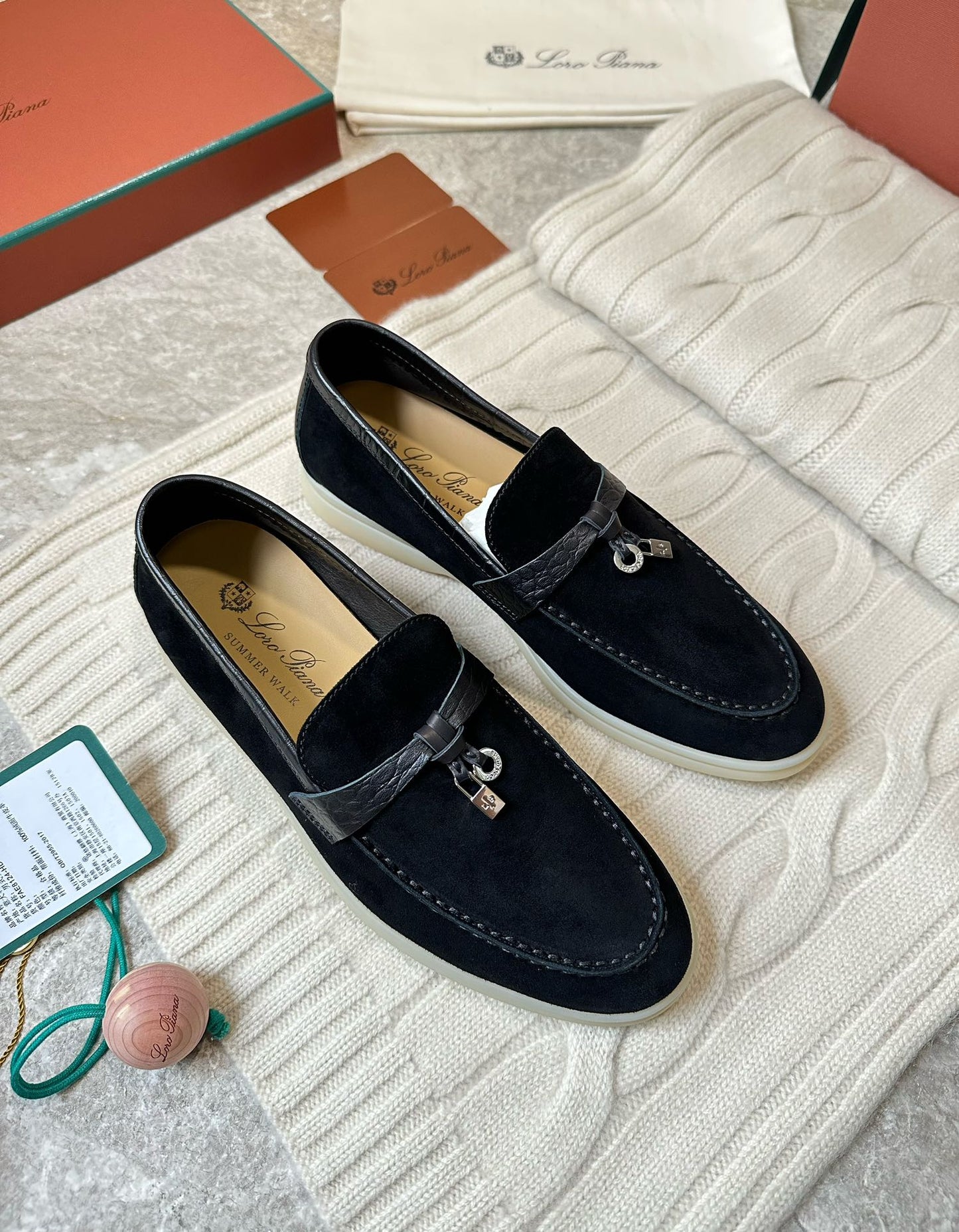 LP LOAFERS 25S IN BLACK SUEDE MIX LAMBSKIN - 35