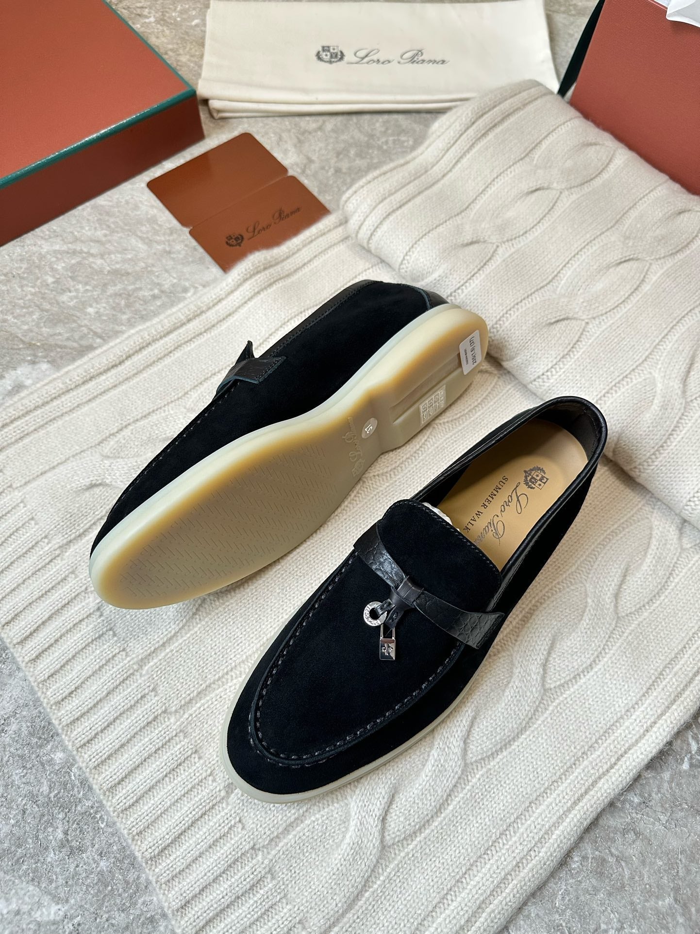LP LOAFERS 25S IN BLACK SUEDE MIX LAMBSKIN - 35