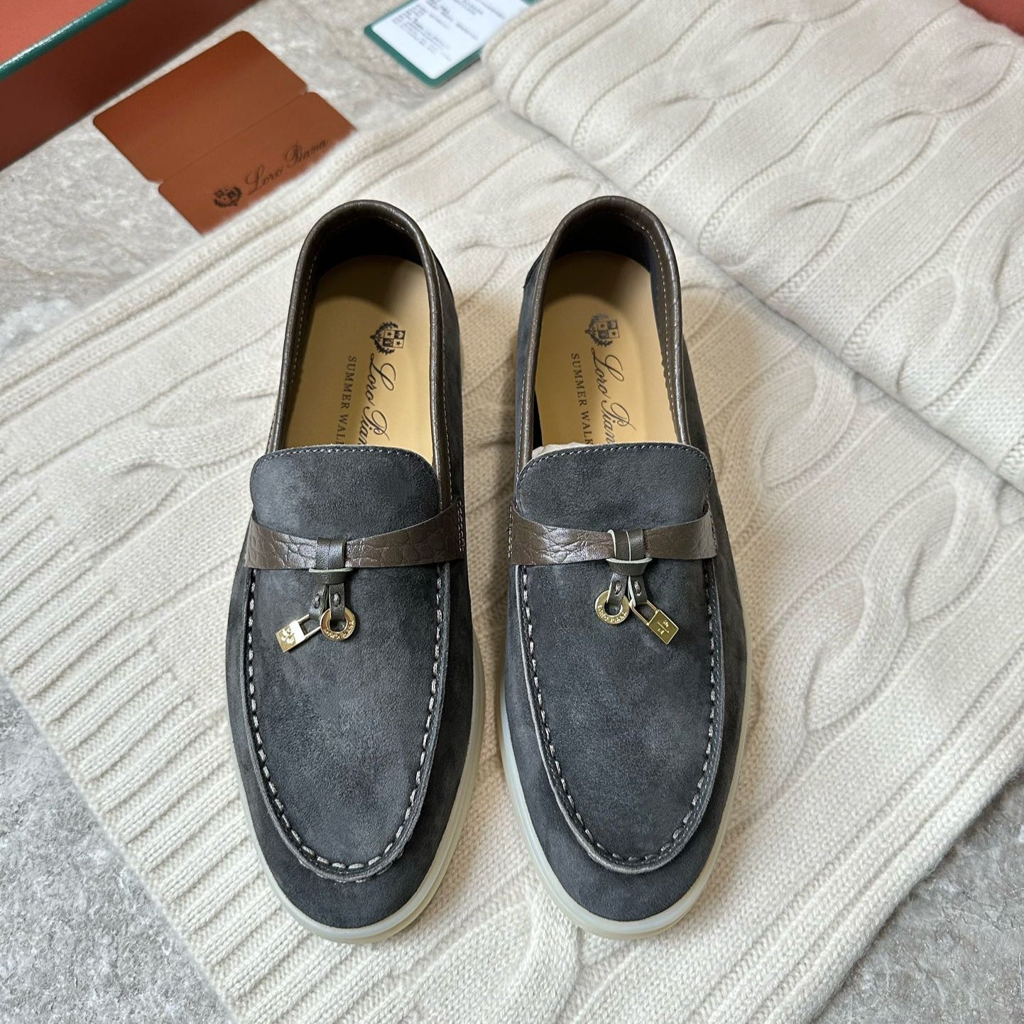 LP LOAFERS 25S IN DARK GREY SUEDE MIX LAMBSKIN - 35