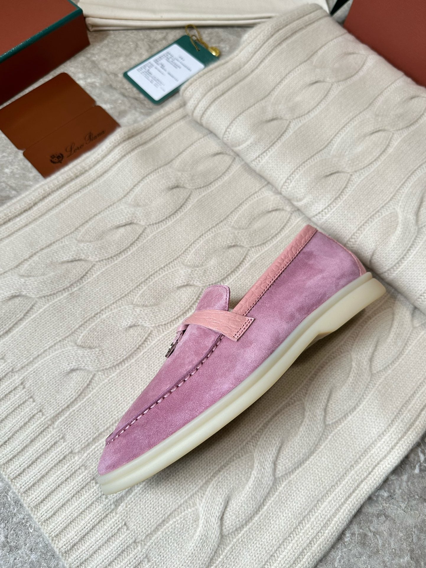 LP LOAFERS 25S IN MAUVE PINK SUEDE MIX LAMBSKIN - 35