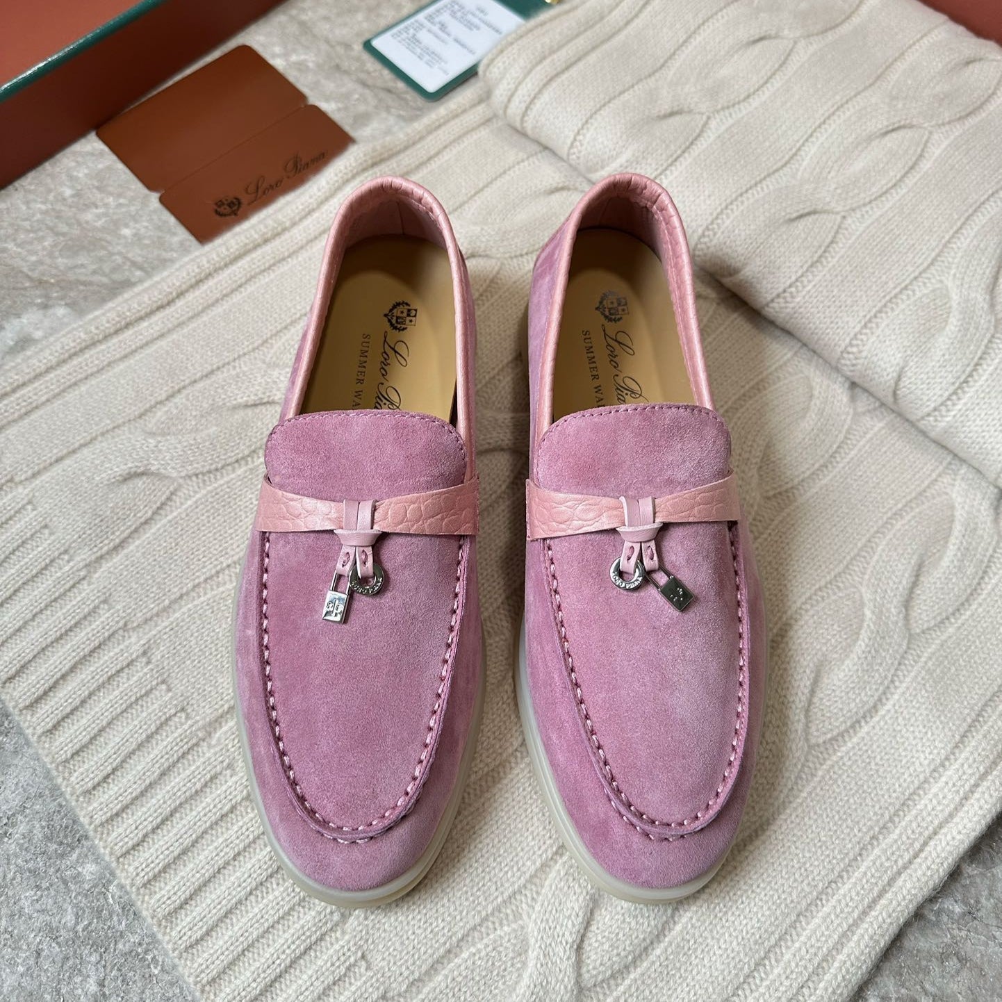 LP LOAFERS 25S IN MAUVE PINK SUEDE MIX LAMBSKIN - 35