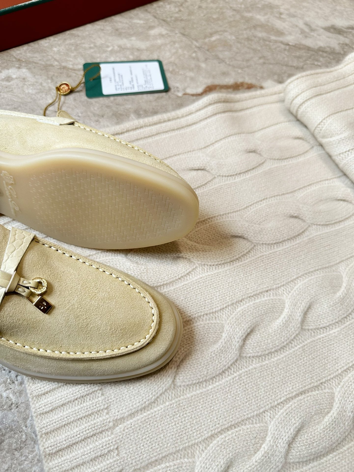 LP LOAFERS 25S IN SOFT BEIGE SUEDE MIX LAMBSKIN - 35