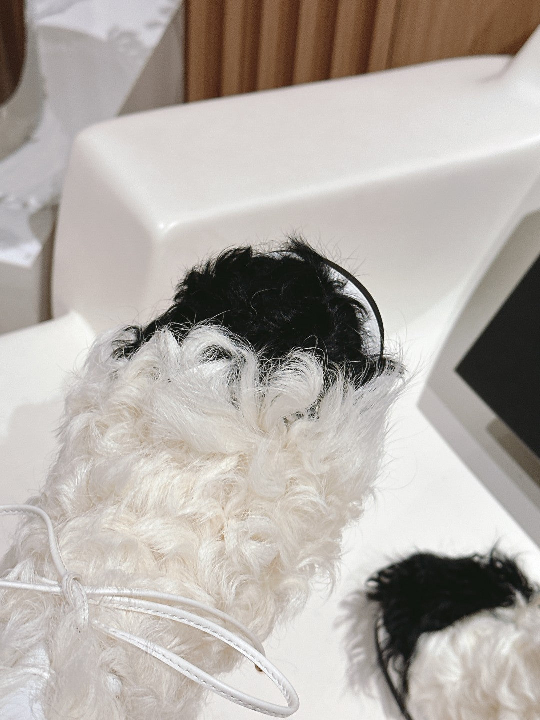 SHORT BOOTS IN WHITE LAMB FUR AND LAMBSKIN 962186 - 35