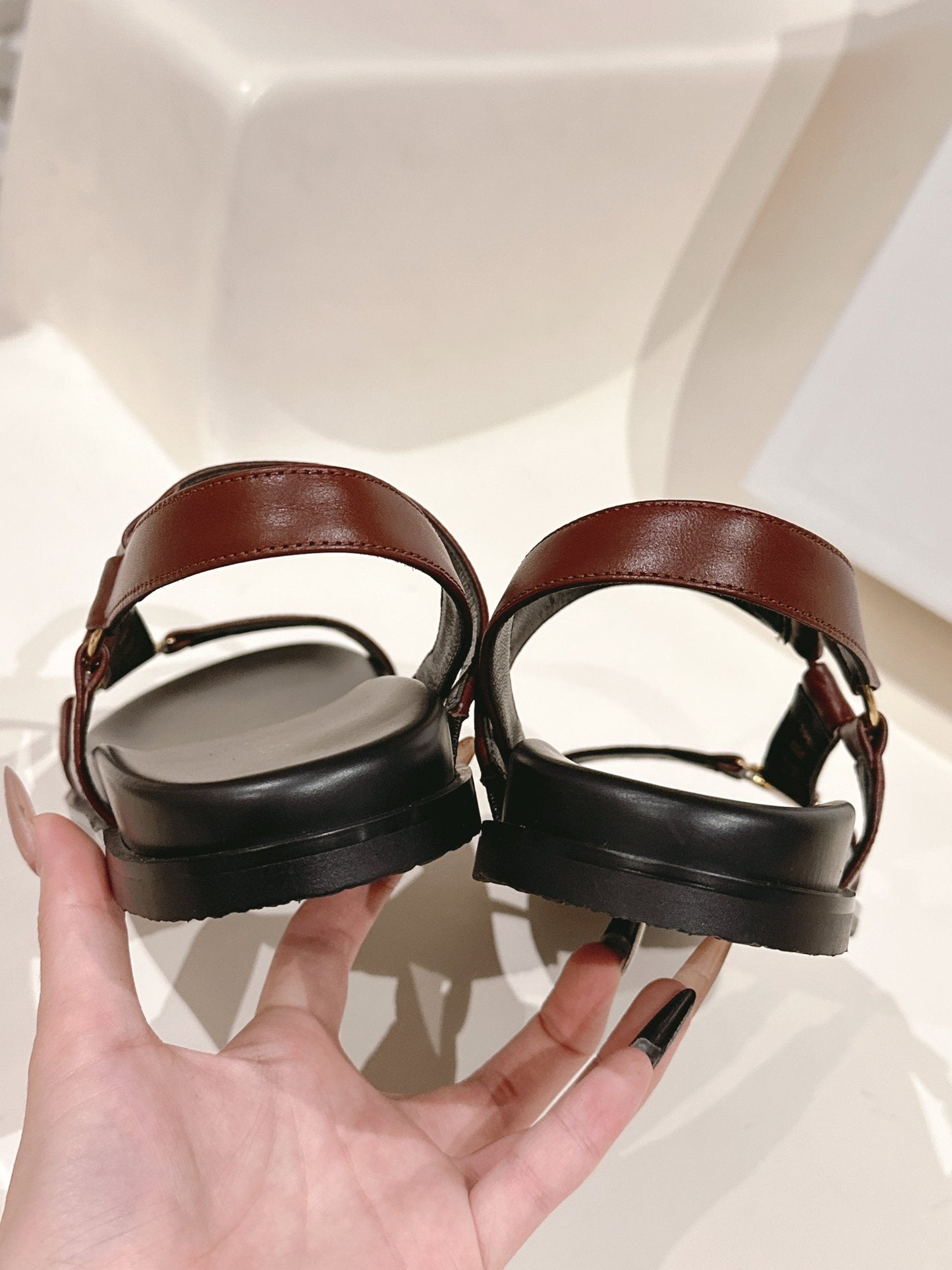MAUD SANDAL WITH TRIOMPHE IN RUST BROWN CALFSKIN - 35