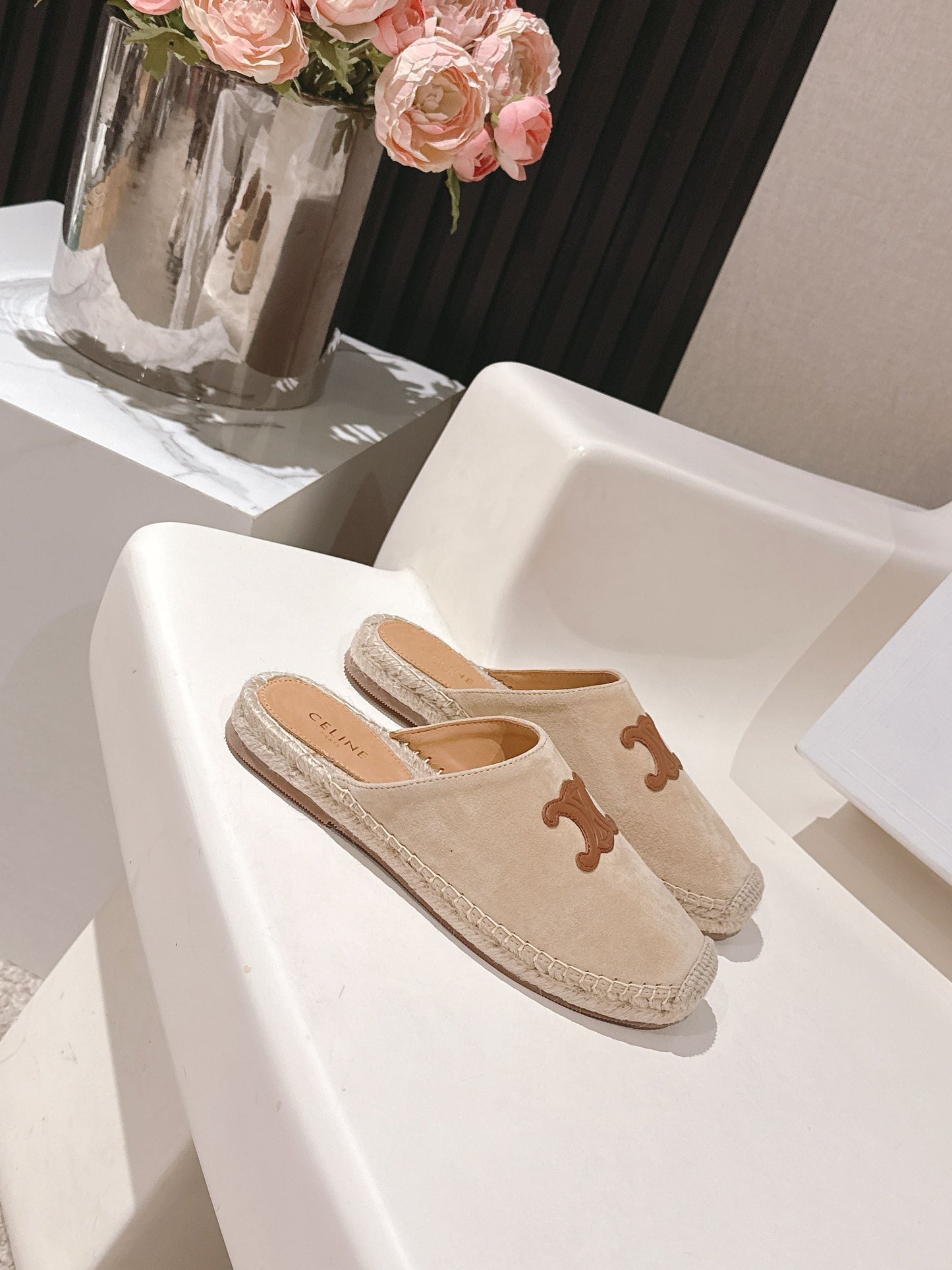 CELINE 25S LES ESPADRILLES MULE IN BEIGE SUEDE - 35