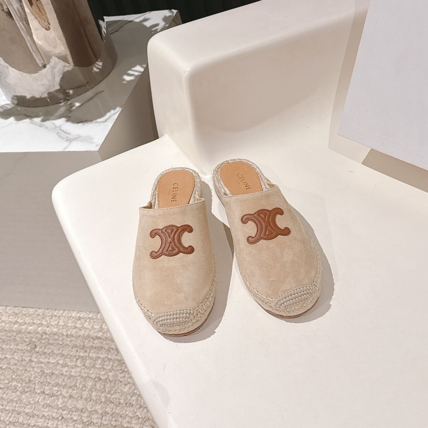 CELINE 25S LES ESPADRILLES MULE IN BEIGE SUEDE - 35