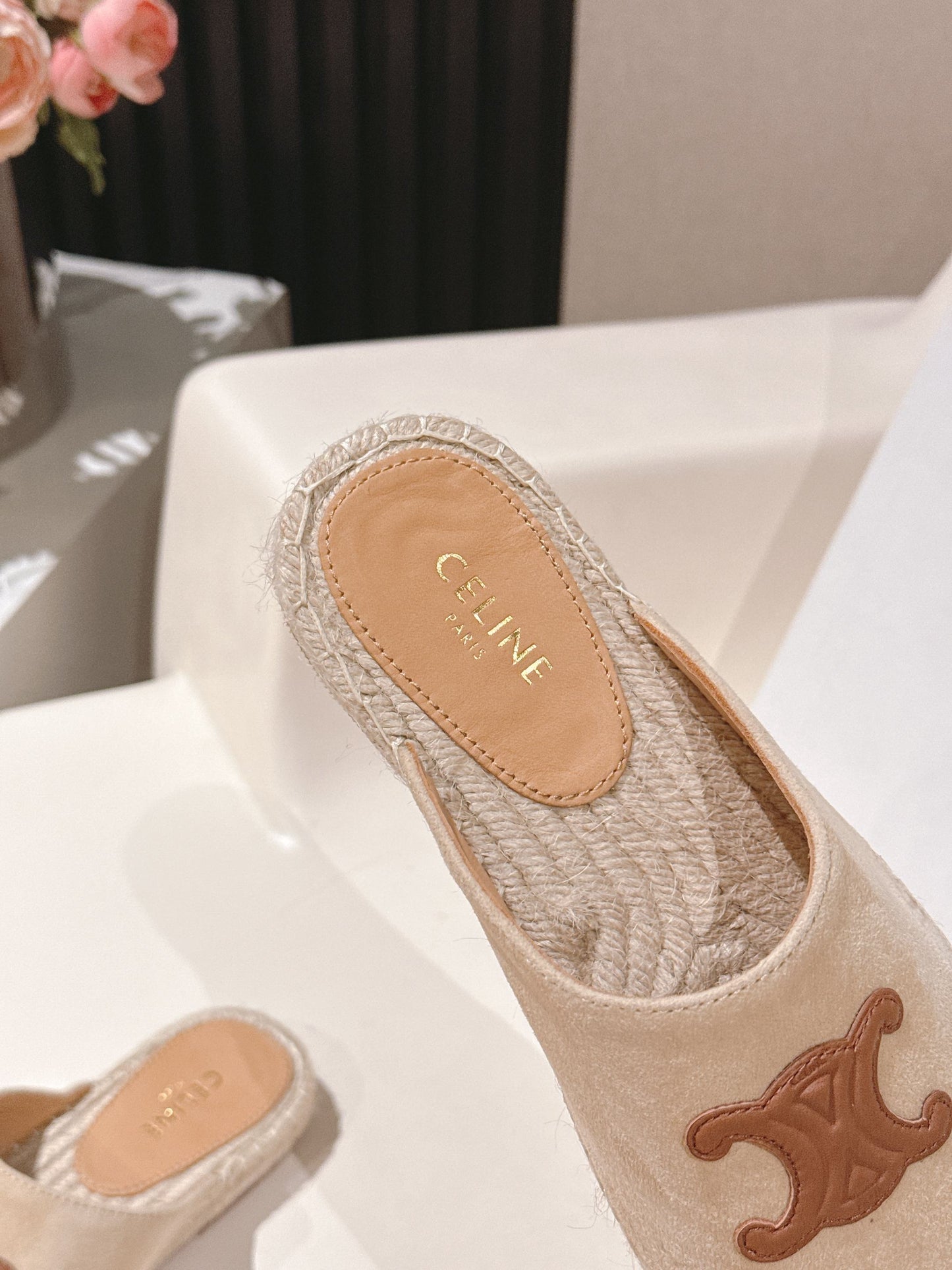 CELINE 25S LES ESPADRILLES MULE IN BEIGE SUEDE - 35