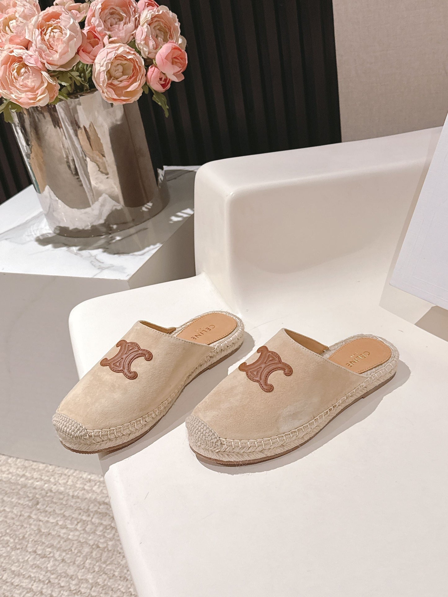 CELINE 25S LES ESPADRILLES MULE IN BEIGE SUEDE - 35