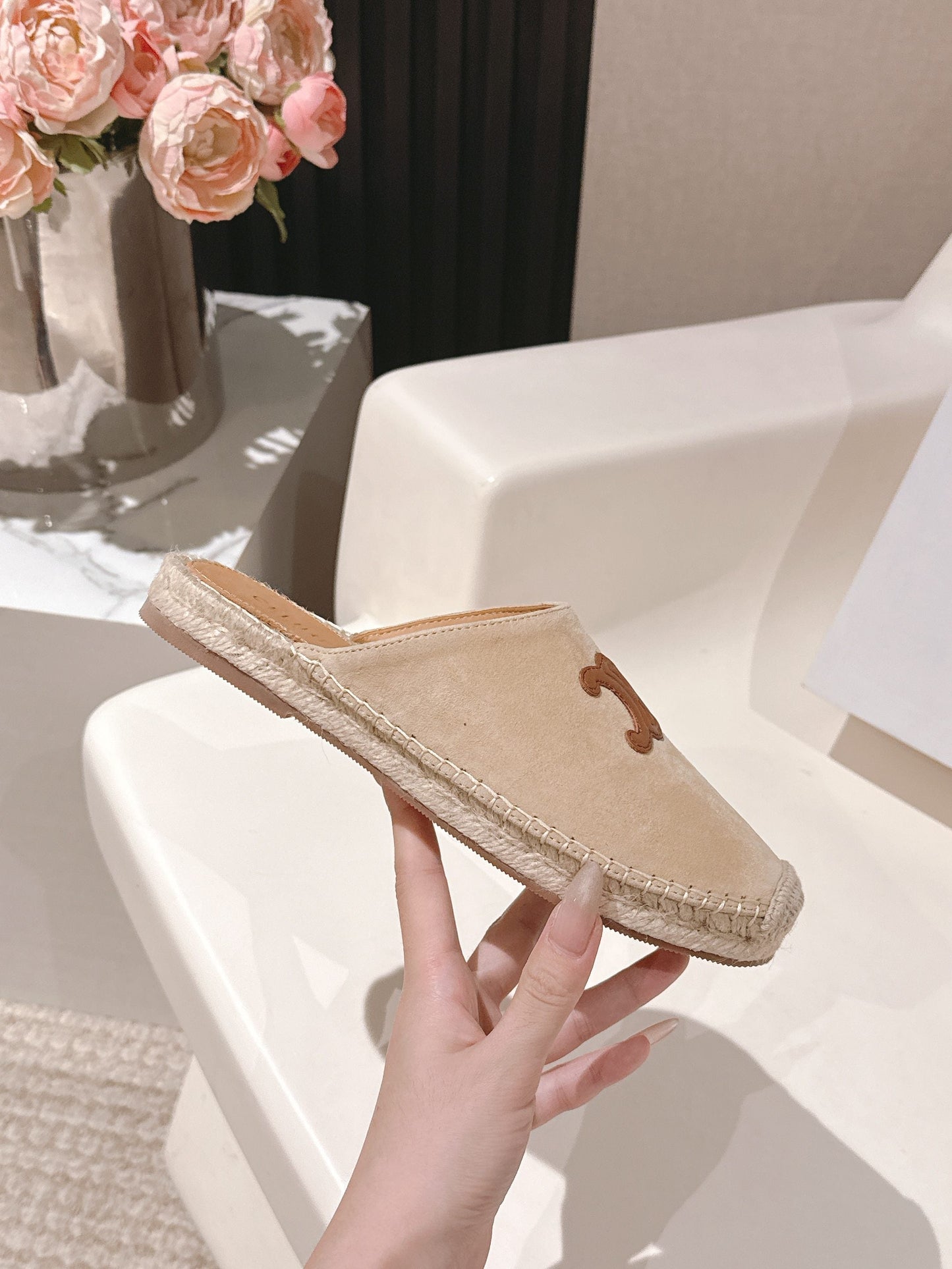 CELINE 25S LES ESPADRILLES MULE IN BEIGE SUEDE - 35