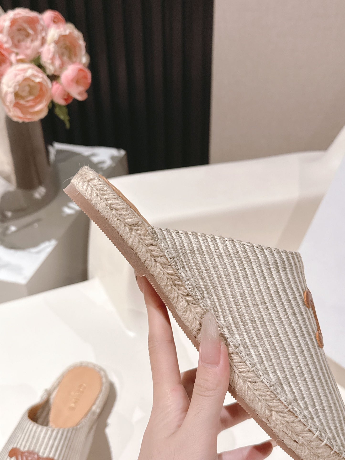 CELINE 25S LES ESPADRILLES MULE IN LIGHT GRAY CANVAS - 35