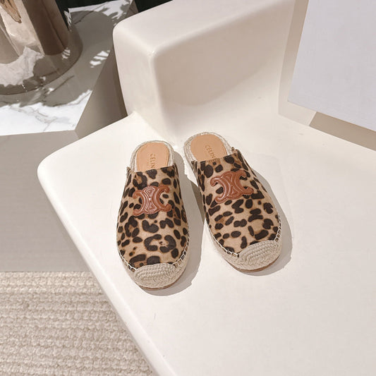 CELINE 25S LES ESPADRILLES MULE IN LEOPARD PRINTED HAIRY CALFSKIN - 35