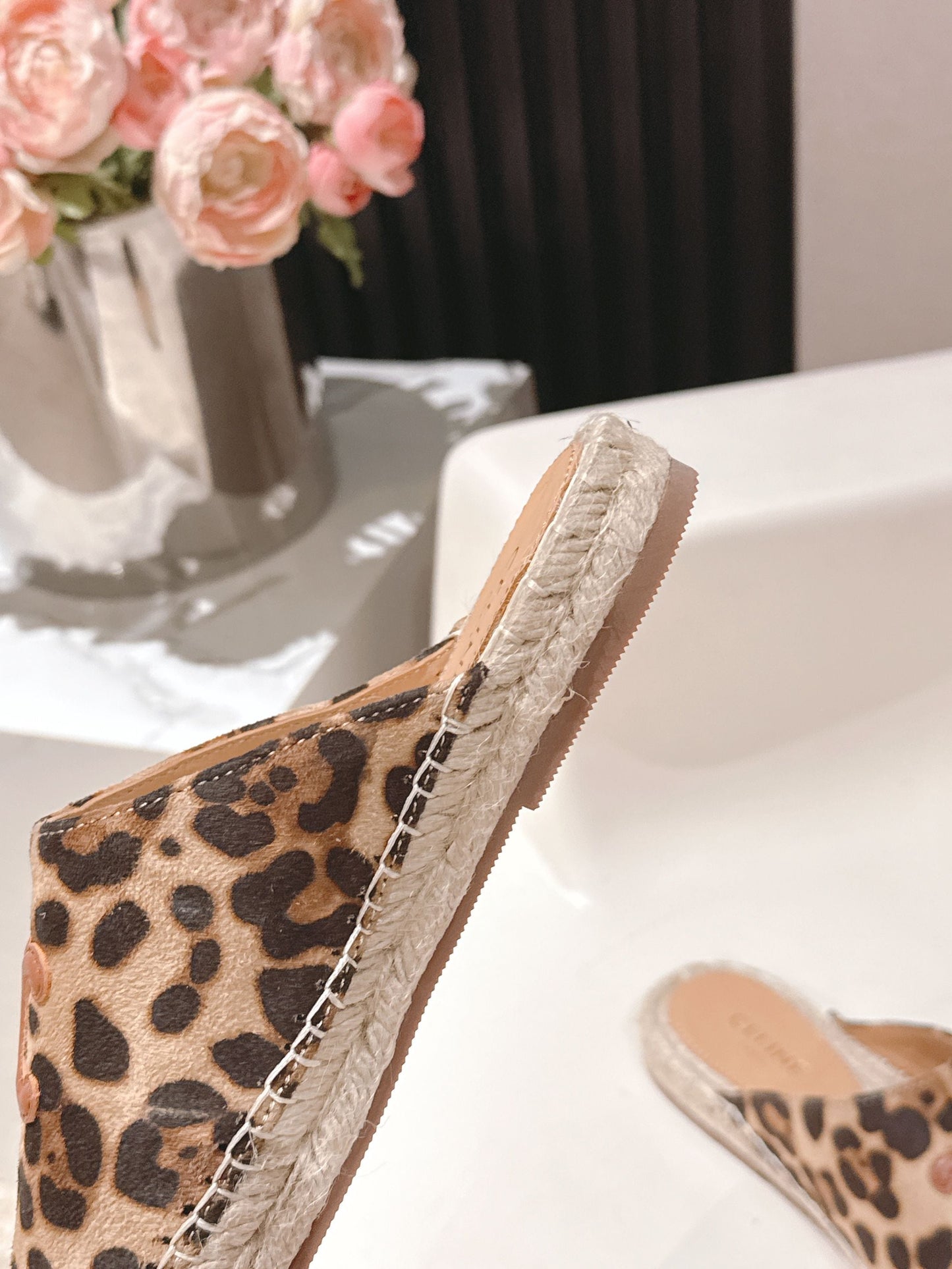 CELINE 25S LES ESPADRILLES MULE IN LEOPARD PRINTED HAIRY CALFSKIN - 35