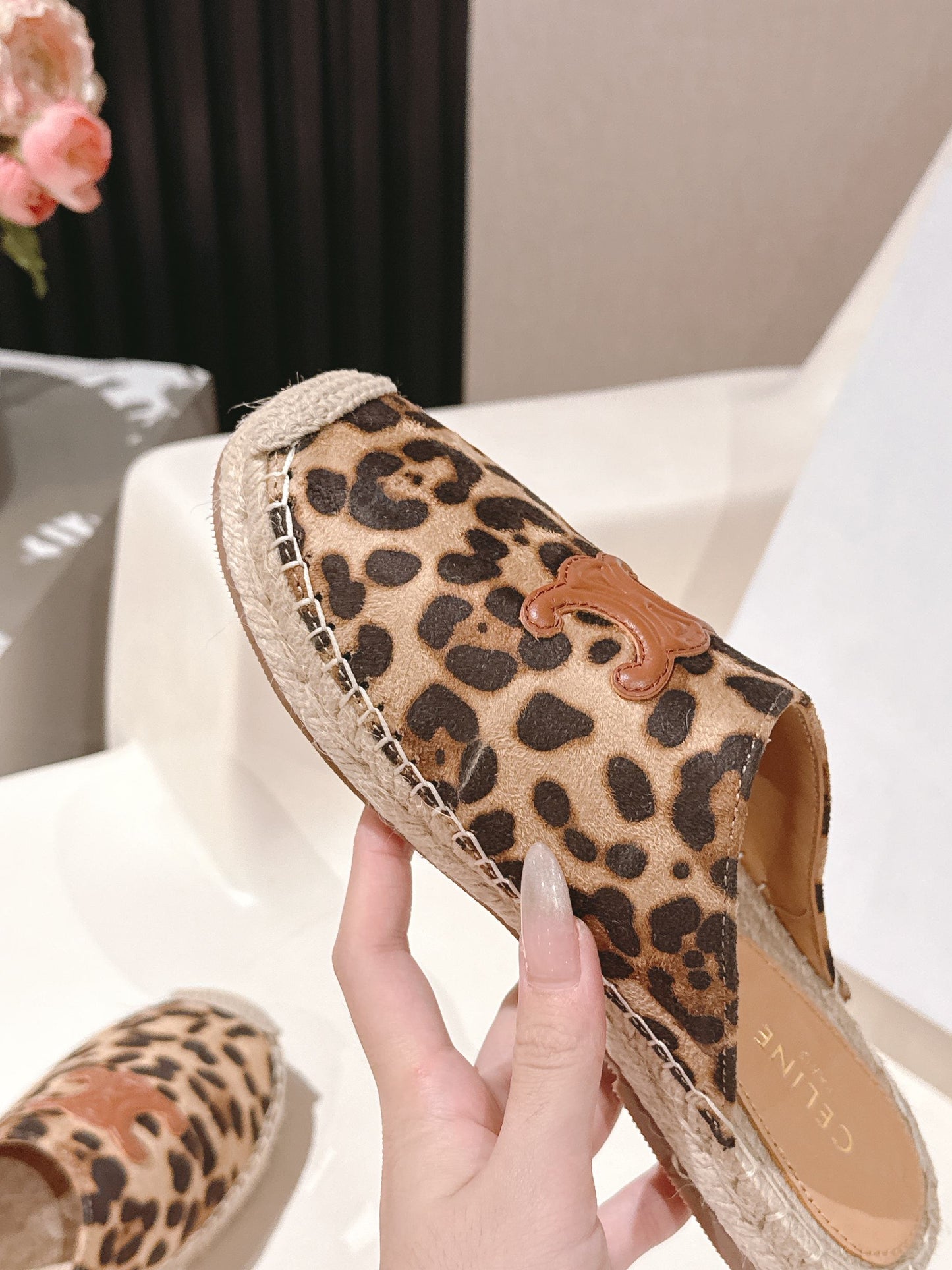 CELINE 25S LES ESPADRILLES MULE IN LEOPARD PRINTED HAIRY CALFSKIN - 35