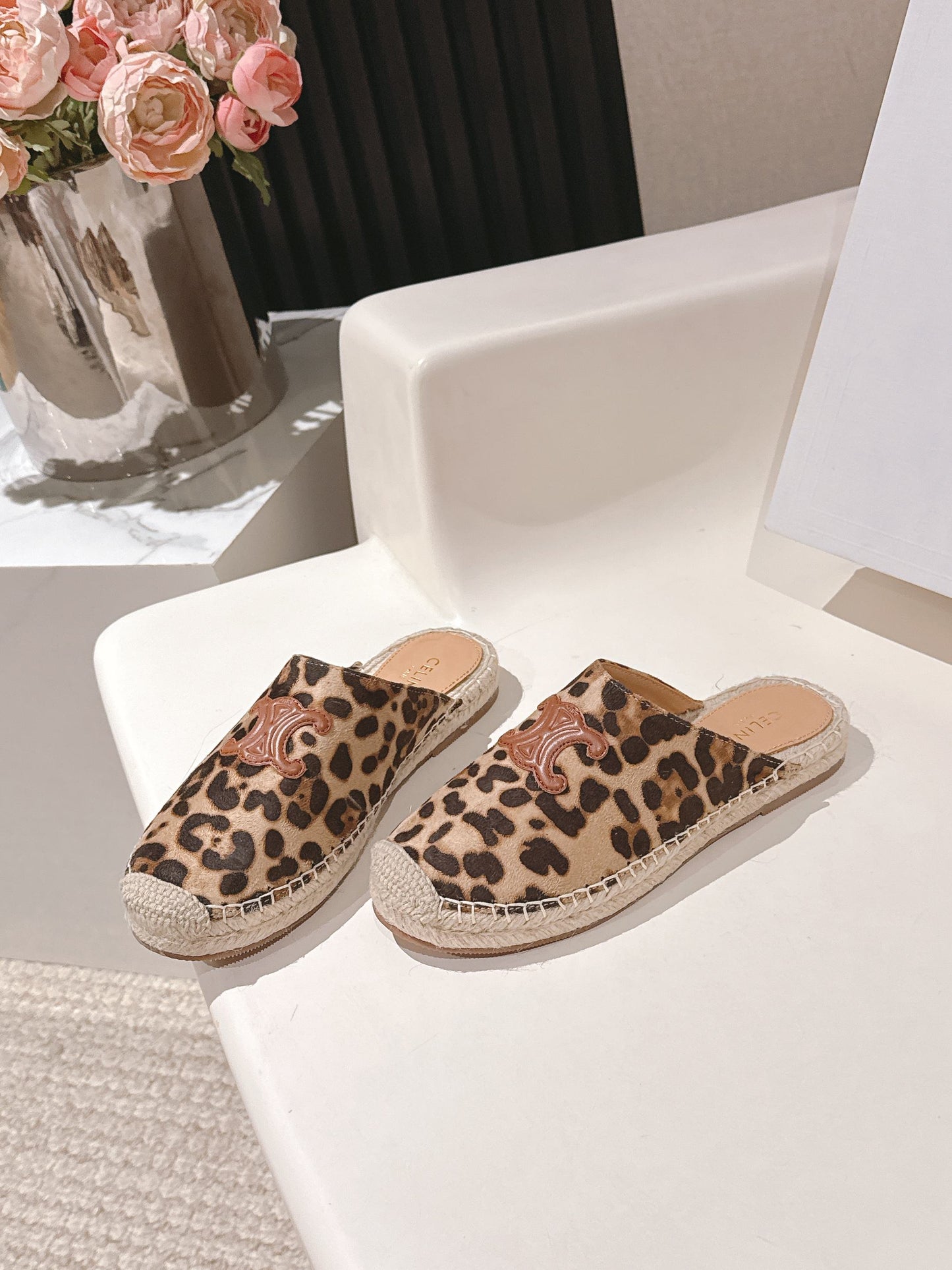 CELINE 25S LES ESPADRILLES MULE IN LEOPARD PRINTED HAIRY CALFSKIN - 35