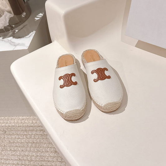 CELINE 25S LES ESPADRILLES MULE IN WHITE CANVAS - 35