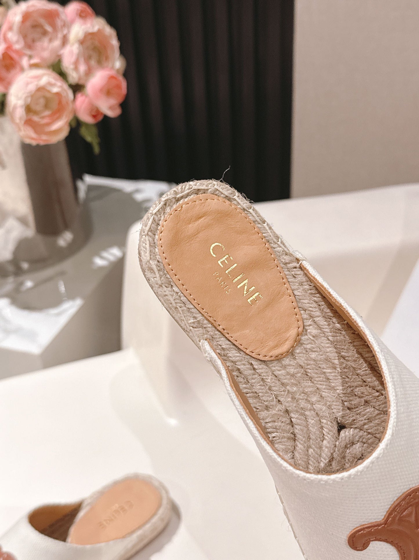 CELINE 25S LES ESPADRILLES MULE IN WHITE CANVAS - 35