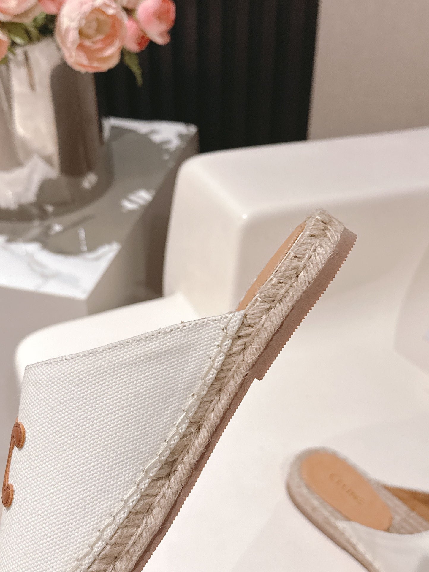 CELINE 25S LES ESPADRILLES MULE IN WHITE CANVAS - 35