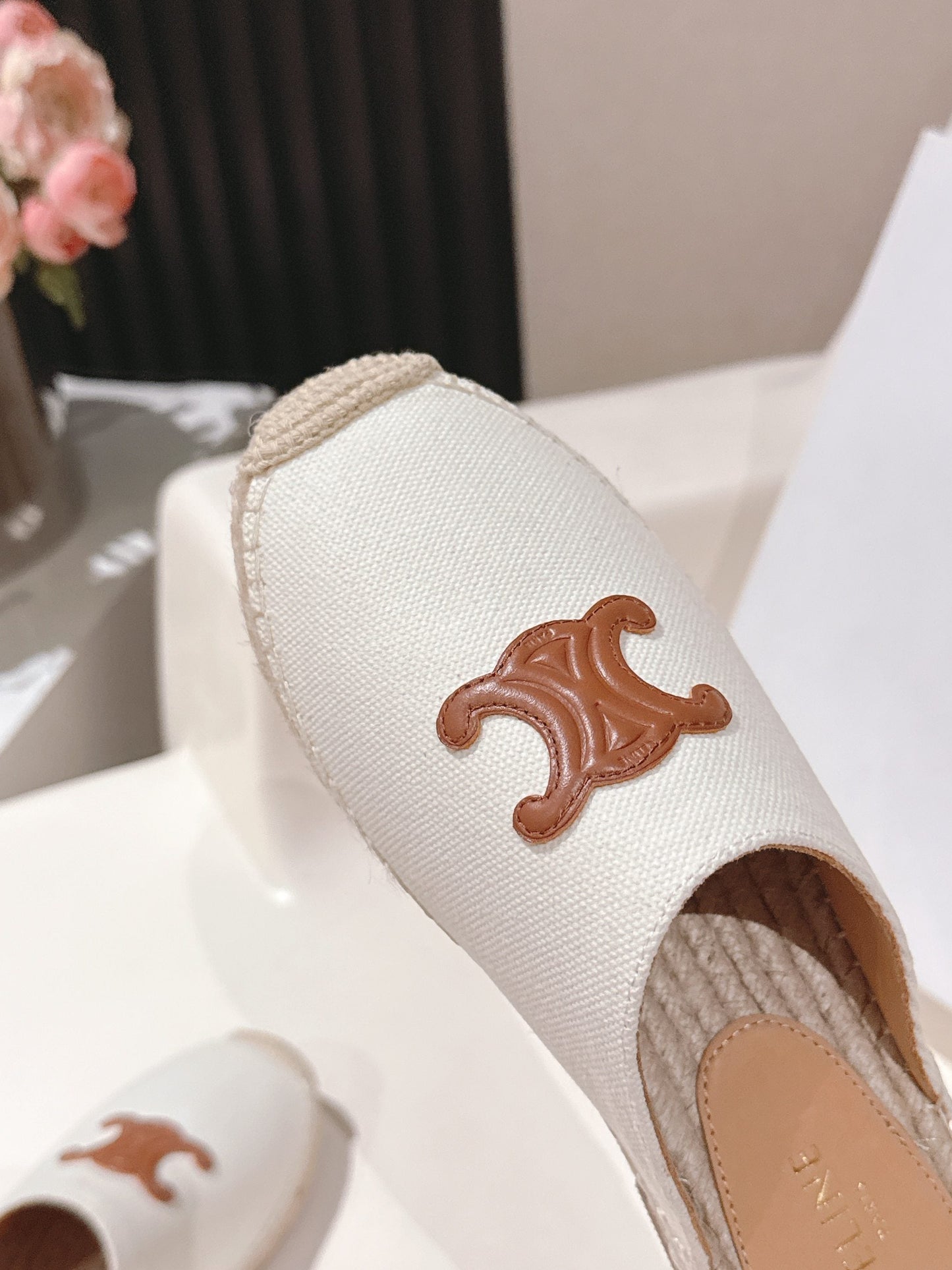 CELINE 25S LES ESPADRILLES MULE IN WHITE CANVAS - 35