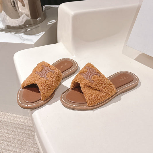 CELINE 25S LYMPIA TWISTED SANDAL IN BURNT ORANGE SPONGE FABRIC - 35