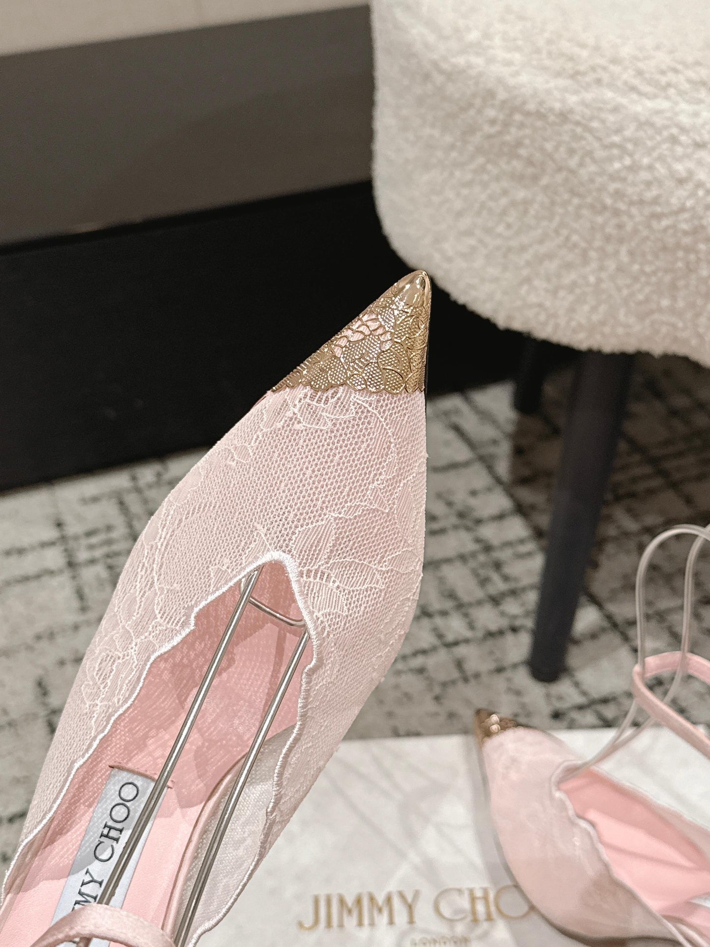 БОСОНІЖКИ-СЛІНГБЕКИ JIMMY CHOO 26S НА ПІДБОРАХ 95 ММ ЗІ СВІТЛО-РОЖЕВОГО МЕРЕЖИВА