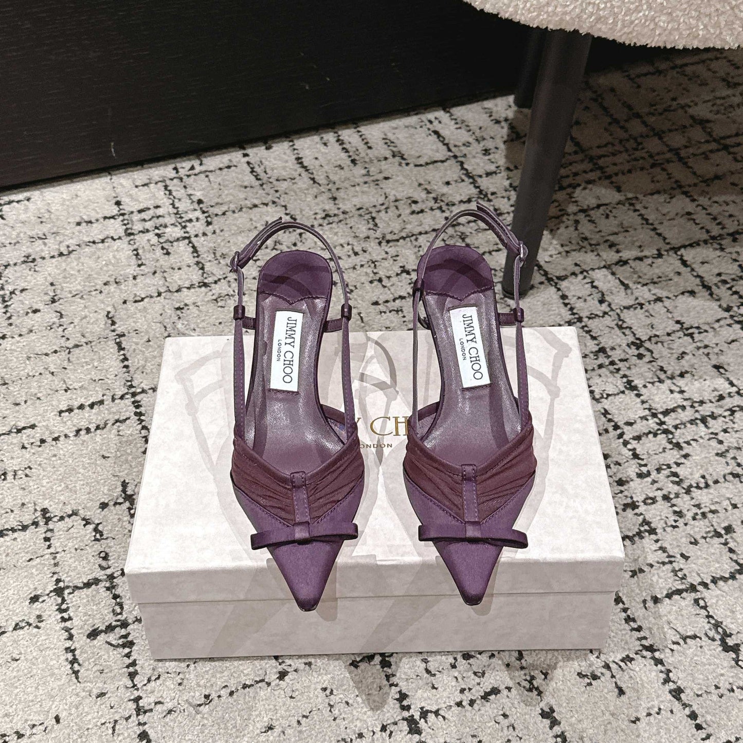 БОСОНІЖКИ JIMMY CHOO 26S НА ПІДБОРАХ 65 ММ З ТКАНИНИ ГЛИБОКОГО ФІОЛЕТОВОГО КОЛЬОРУ