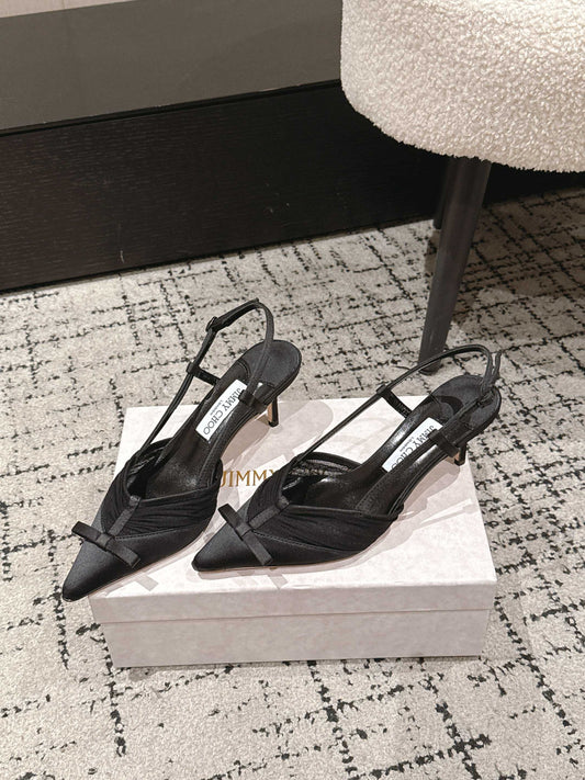 JIMMY CHOO 26S SLINGBACK HEELS 65 MM IN BLACK FABRIC