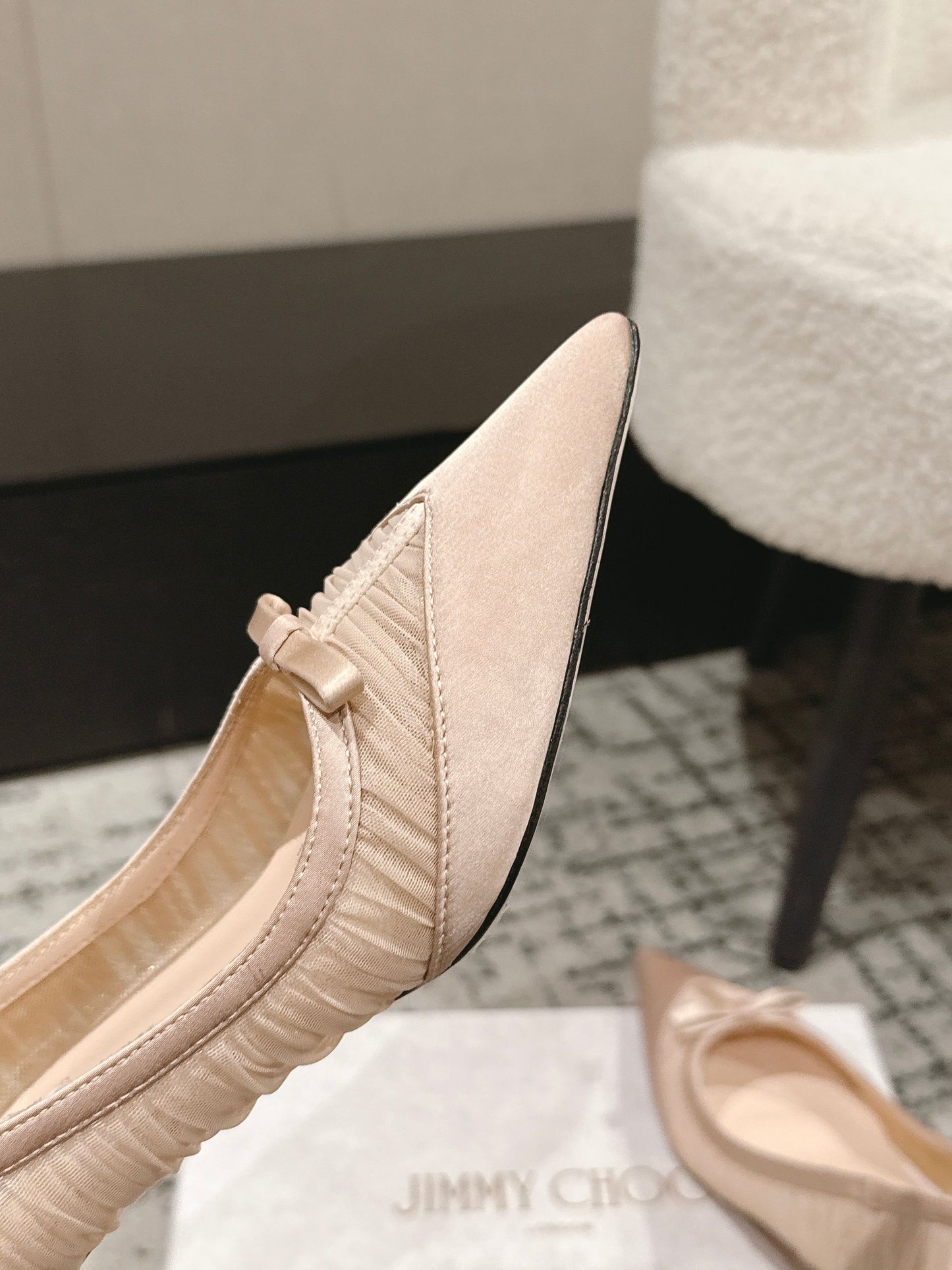 ВИСОКІ ТУФЛІ-ЧОВНИКИ JIMMY CHOO 26S ІЗ ЗАГОСТРЕНИМ НОСКОМ, 65 ММ, СВІТЛО-ТІЛЕСНОГО РОЖЕВОГО КОЛЬОРУ З ТКАНИНИ
