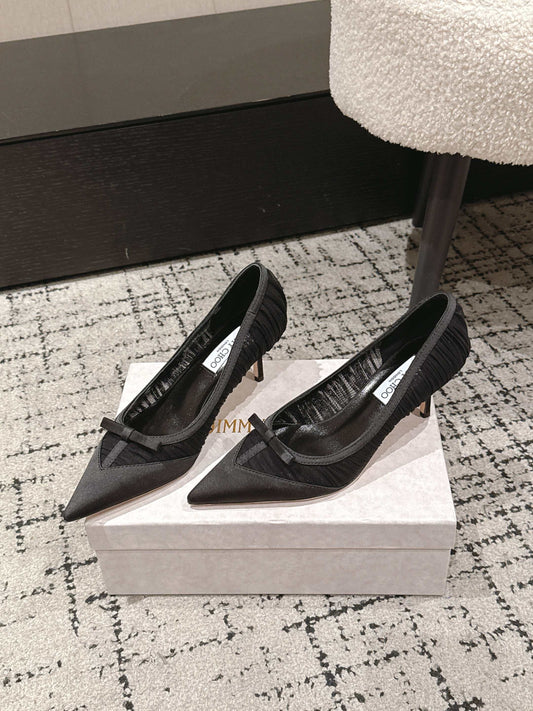 JIMMY CHOO 26S POINTED-TOE HIGH HEELS 65 MM IN BLACK FABRIC