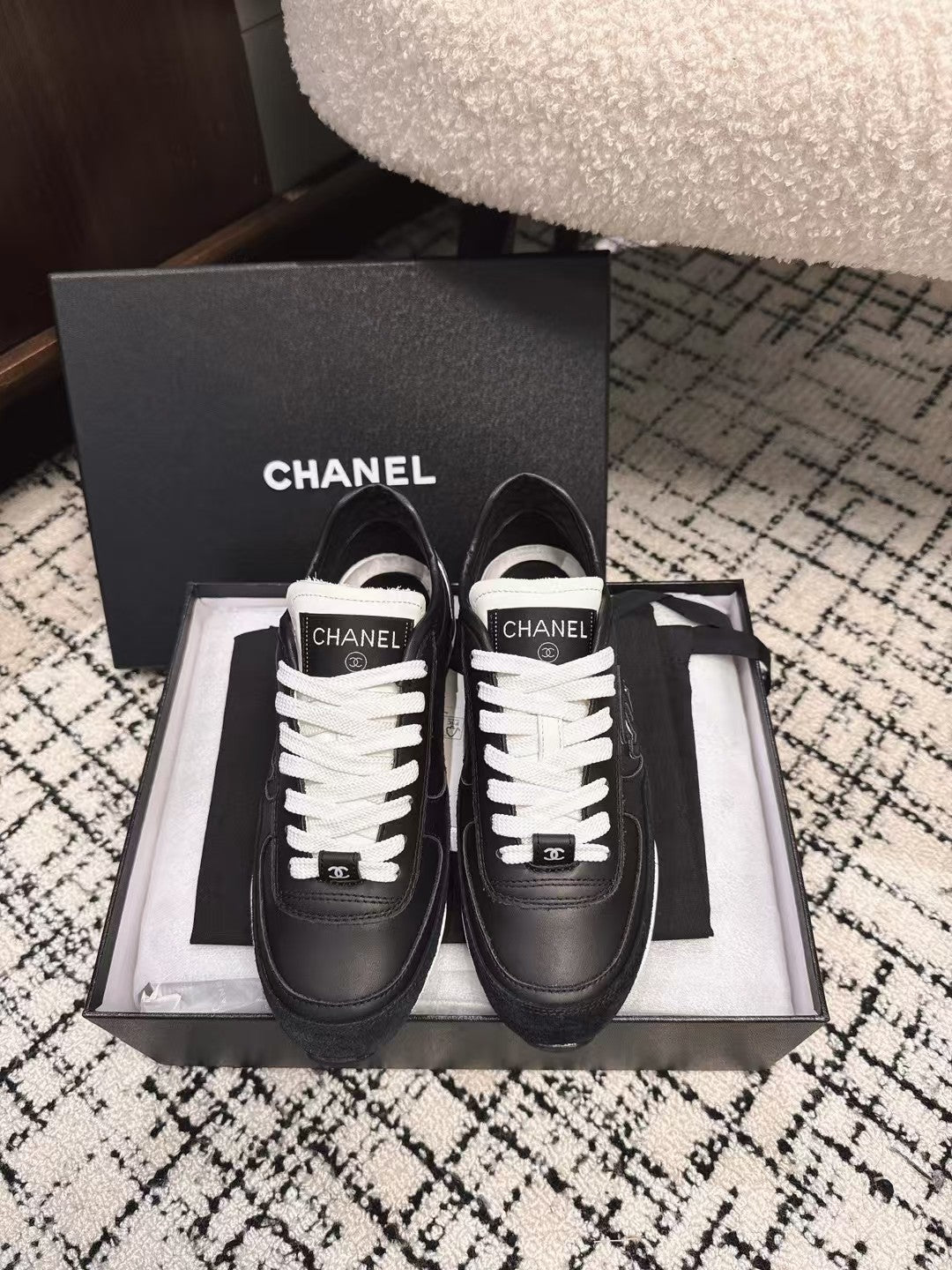 TRAINERS SNEAKER IN BLACK CALFSKIN AND SUEDE - 35
