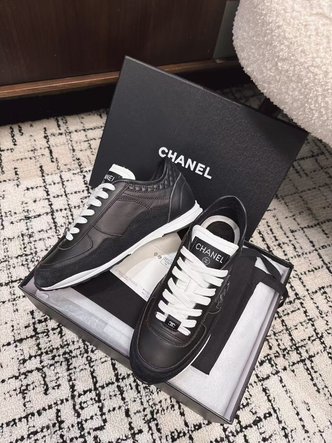 TRAINERS SNEAKER IN BLACK CALFSKIN AND SUEDE - 35