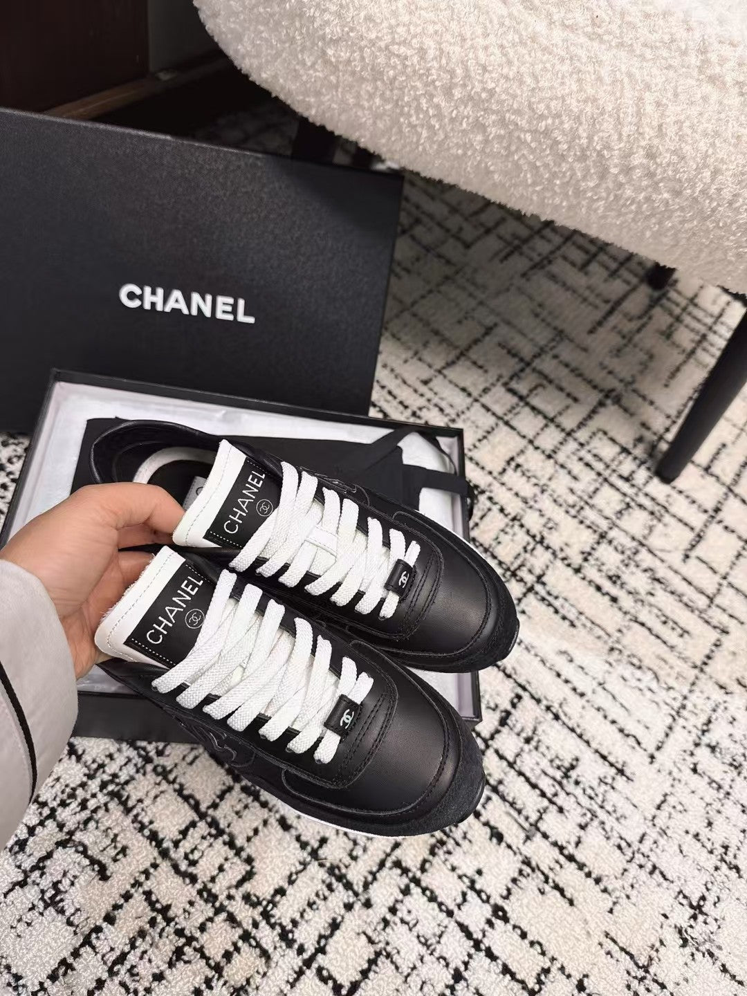 TRAINERS SNEAKER IN BLACK CALFSKIN AND SUEDE - 35