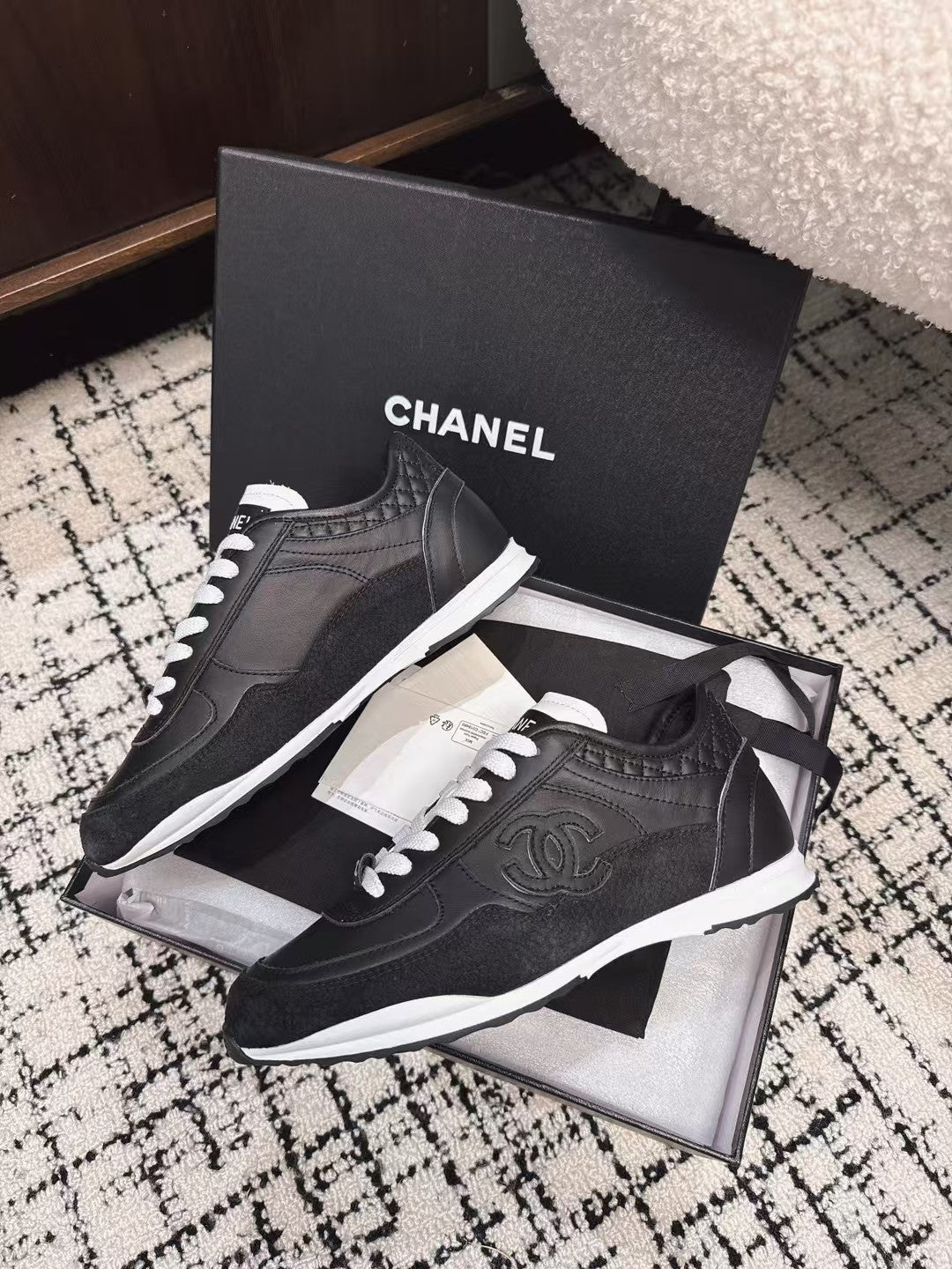 TRAINERS SNEAKER IN BLACK CALFSKIN AND SUEDE - 35