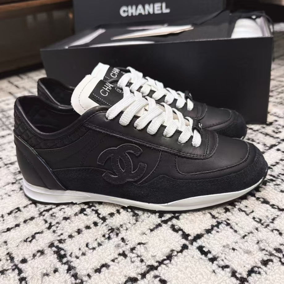 TRAINERS SNEAKER IN BLACK CALFSKIN AND SUEDE - 35