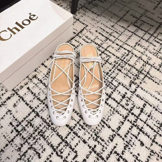 CHLOÉ 26S БОСОНІЖКИ НА ШНУРІВЦІ 60 ММ З БІЛОЇ ТЕЛЯЧОЇ ШКІРИ