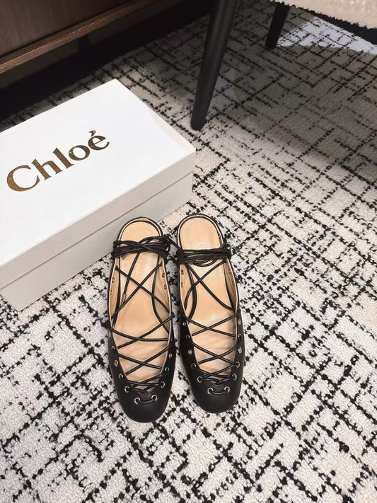 БОСОНІЖКИ CHLOÉ 26S НА ШНУРІВЦІ НА ПІДБОРАХ 60 ММ З ЧОРНОЇ ТЕЛЯЧОЇ ШКІРИ