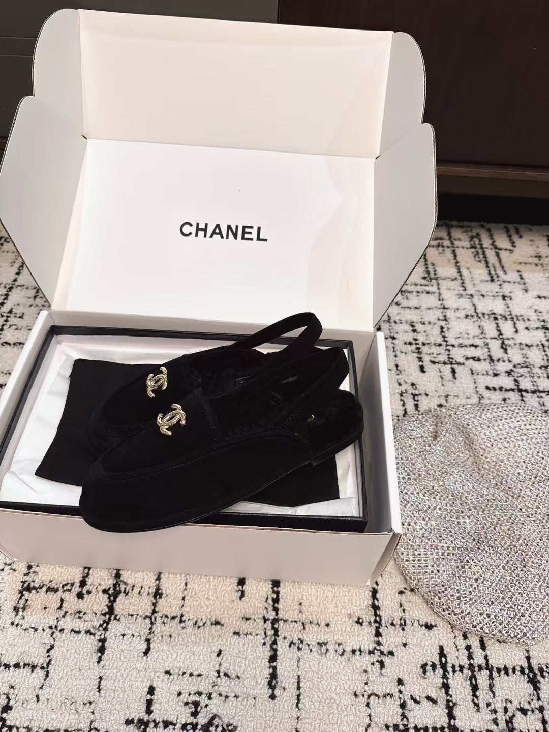 SLINGBACK LOAFER IN BLACK SUEDE AND SHEARLING - 35
