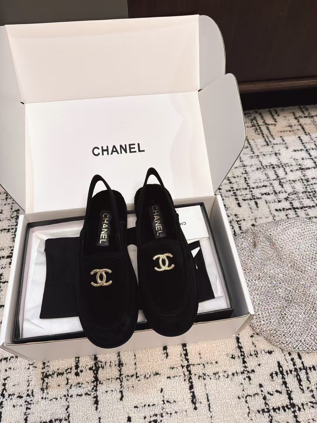 SLINGBACK LOAFER IN BLACK SUEDE AND SHEARLING - 35