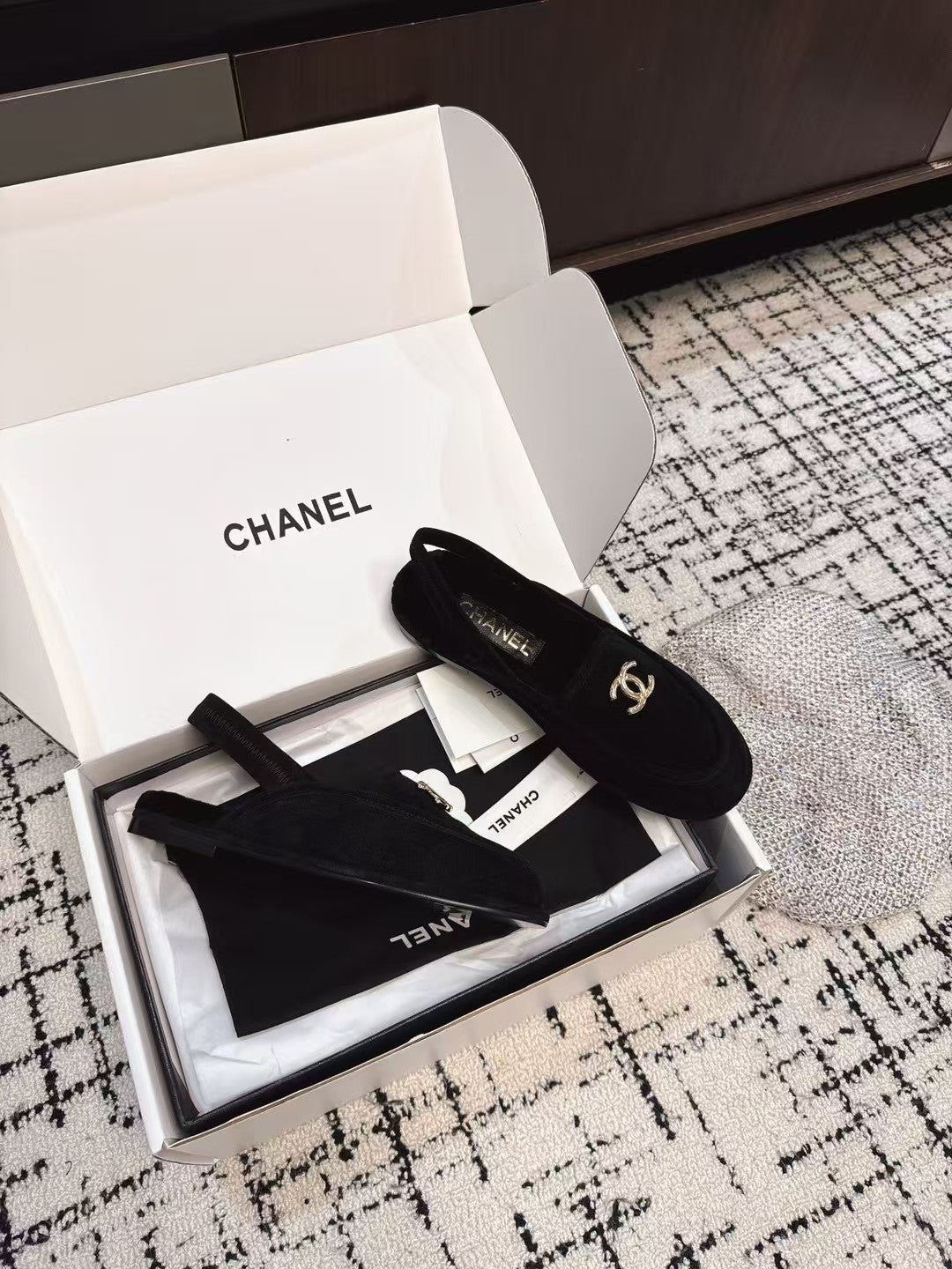 SLINGBACK LOAFER IN BLACK SUEDE AND SHEARLING - 35