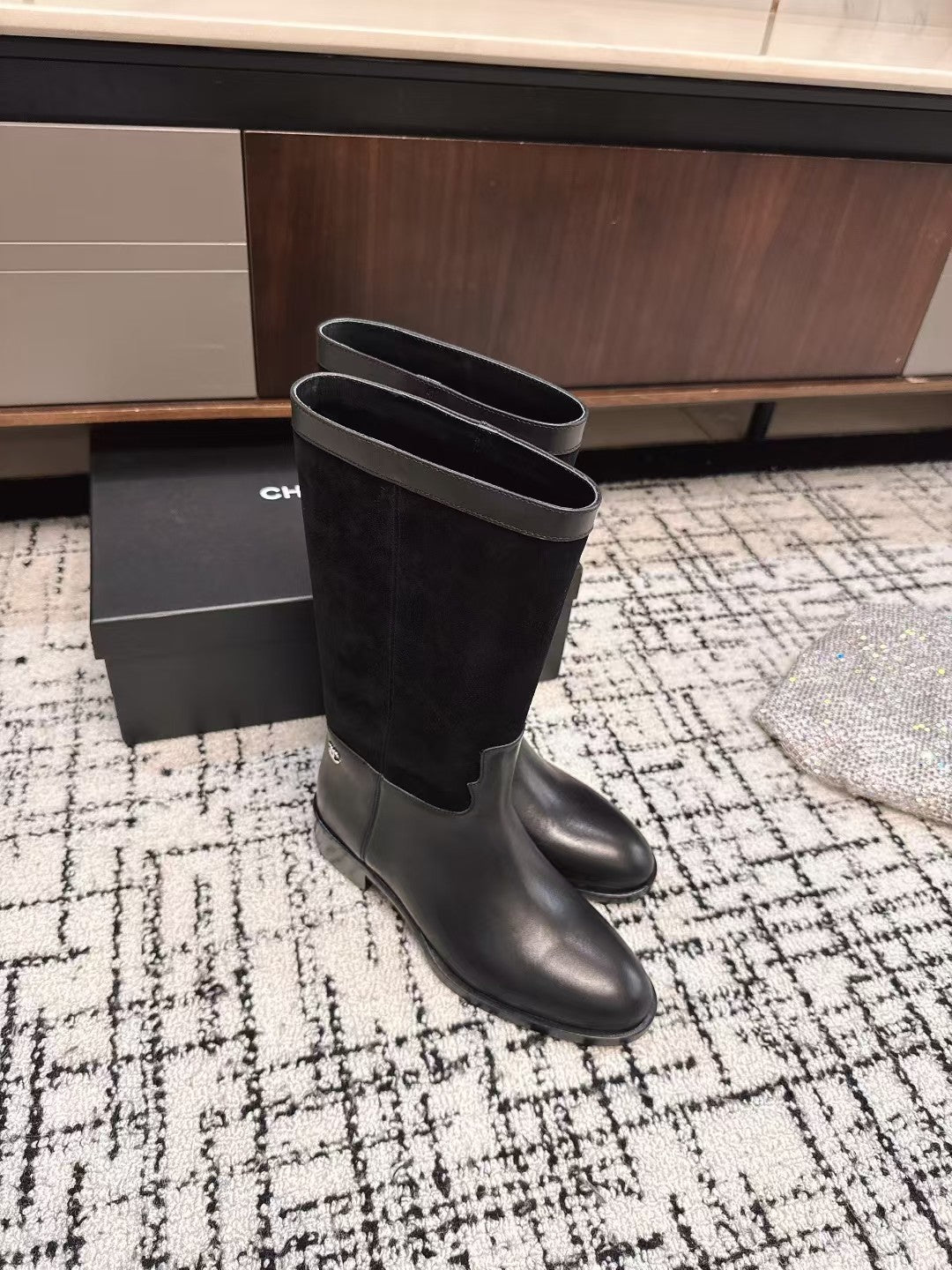 CC BOOTS IN BLACK SUEDE AND CALFSKIN 393518 - 35