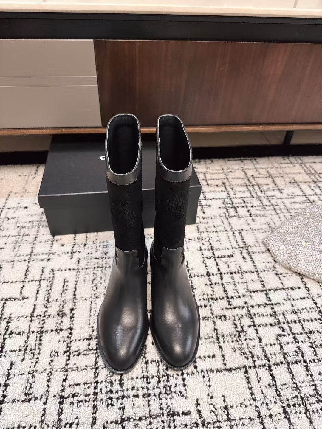 CC BOOTS IN BLACK SUEDE AND CALFSKIN 393518 - 35