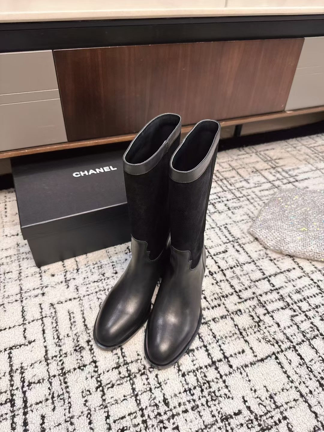 CC BOOTS IN BLACK SUEDE AND CALFSKIN 393518 - 35