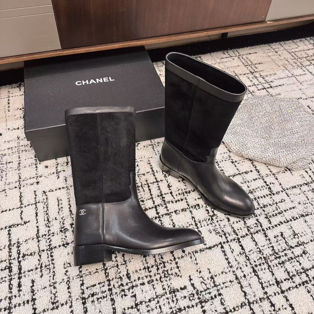 CC BOOTS IN BLACK SUEDE AND CALFSKIN 393518 - 35